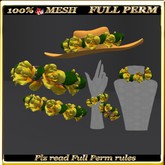 LW_ Mesh Accessory Set Full Perm Soft Yellow (hat, bracelets, choker, 2 headdresses) 