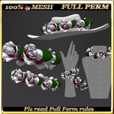 LW_ Mesh Accessory Set Full Perm White Purple (hat, bracelets, choker, 2 headdresses) 