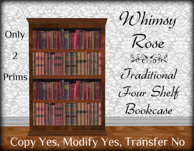 Whimsy Rose Traditional Four Shelf Bookcase (C/M)