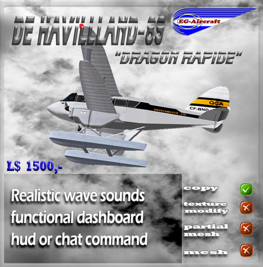 DH-89 Dragon Rapide SEAPLANE EG Aircraft  