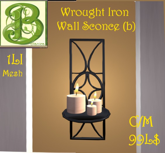 Wrought Iron Wall Sconce b, 1 LI 