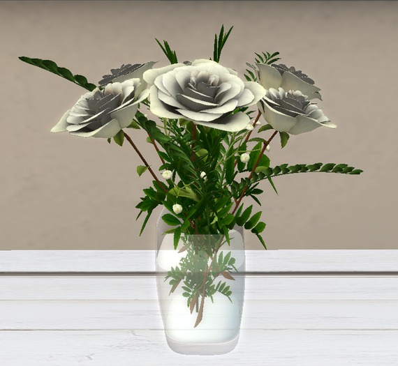 White Rose Arrangement In Glass Vase