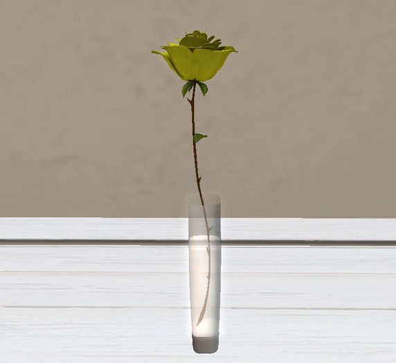 Second Life Marketplace Yellow Rose in Glass Vase v2