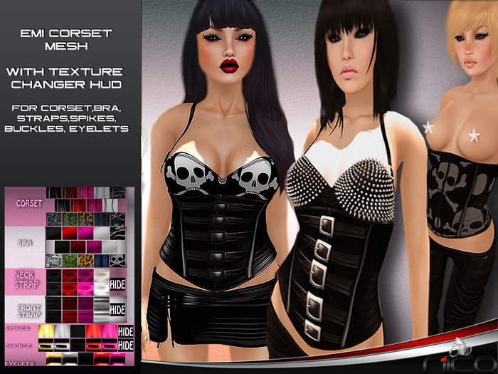 N1CO Emi Corset + Texture Changer HUD BAGGED