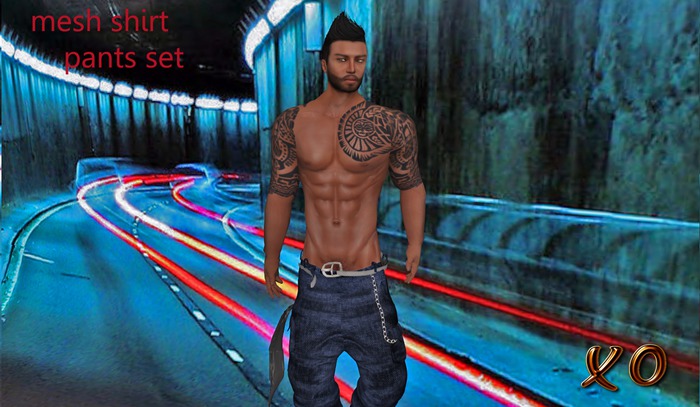 Mesh shirt pants set