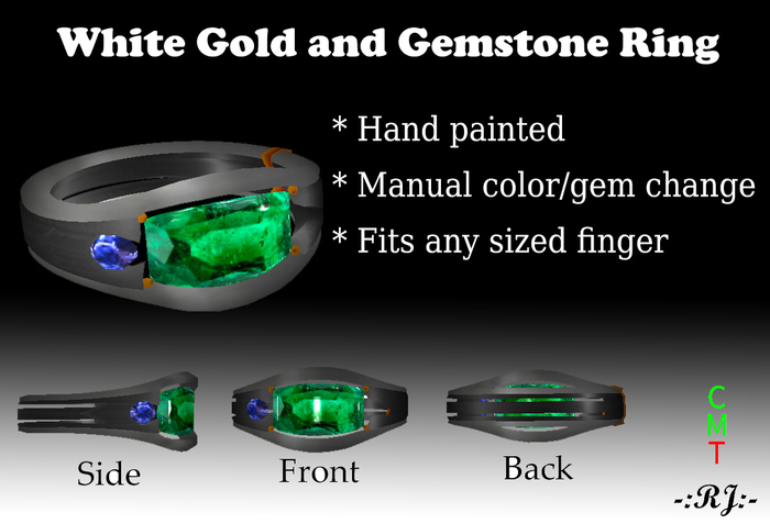 [:Bullion:] White gold and gemstone ring