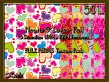 *Kushi* Hearts & Love Foil Textures Seamless Full Perms High Res 1024x1024 Tileable, Repeating