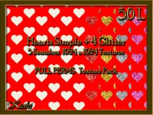 *Kushi* Hearts Simple Glitter Textures Seamless Full Perms High Res 1024x1024 Tileable, Repeating