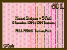 *Kushi* Heart Stripes Foil Textures Seamless Full Perms High Res 1024x1024 Tileable, Repeating