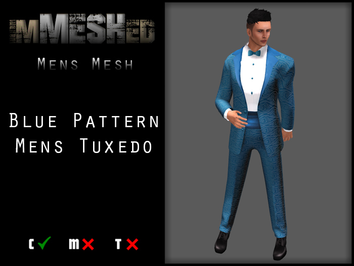 imMESHed - Blue Pattern Mens Tuxedo