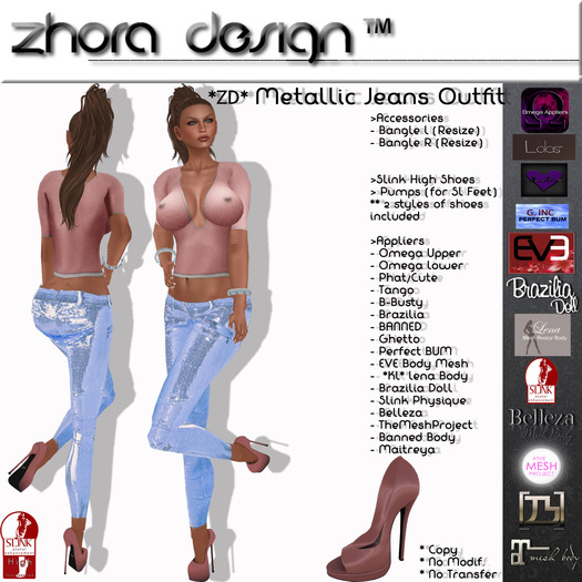 *ZD* Metalic Jeans in Lt. Blue