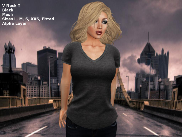 V Neck T Gray