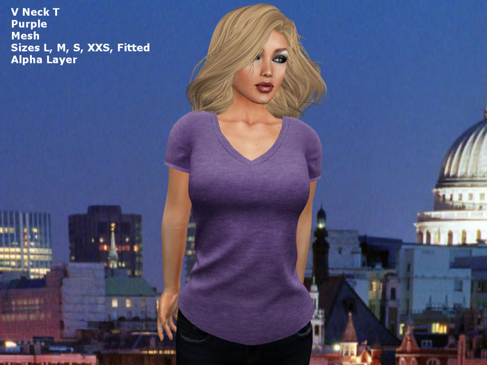 V Neck T Purple