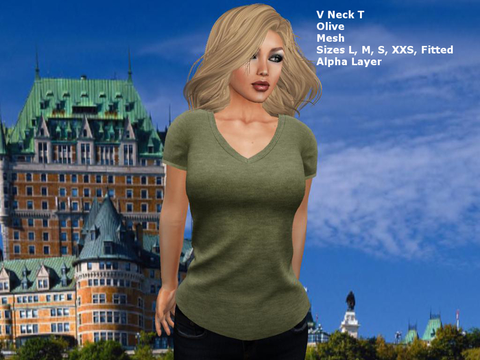 V Neck T Olive