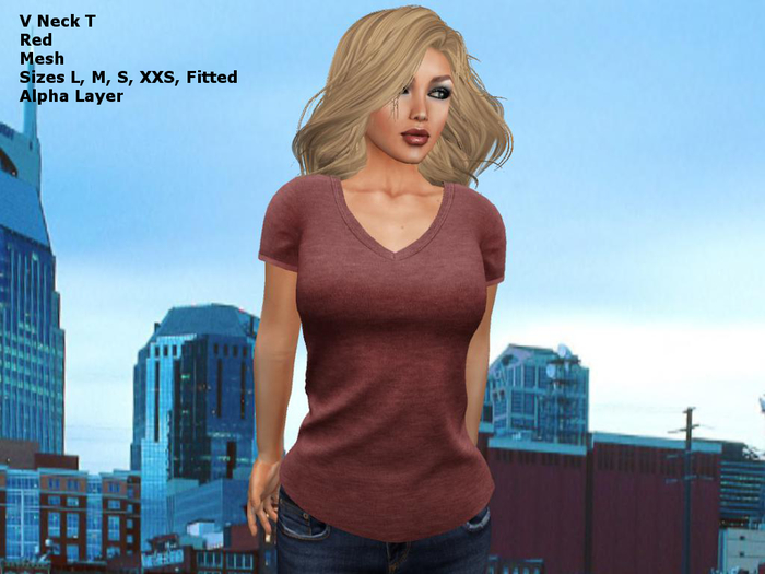 V Neck T Red