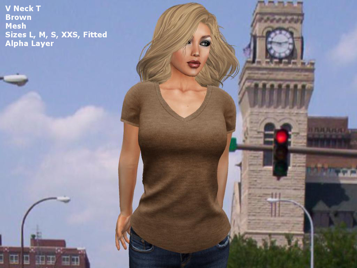 V Neck T Brown