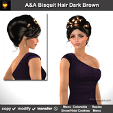 A&A Bisquit Hair Dark Brown (Special Color). Updo with colorable/show/hide cookies. Promo!