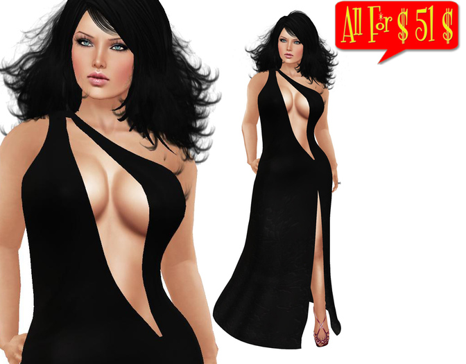 One shoulder dress - BLACK