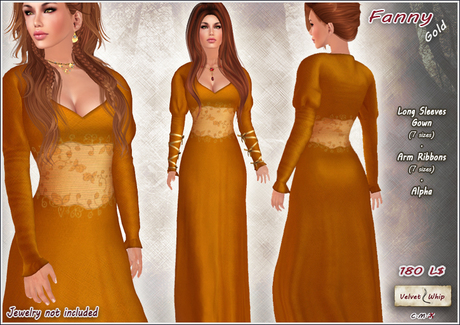 Second Life Marketplace - [V/W] Fanny Dress Gold - Medieval Fantasy ...