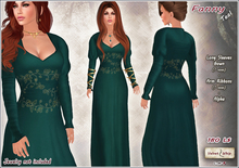 [V/W] Fanny Dress Teal - Medieval Fantasy Gown with optional arms ribbons