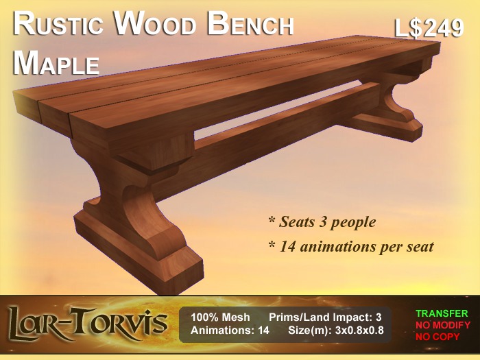 Rustic Bench - Maple Wood