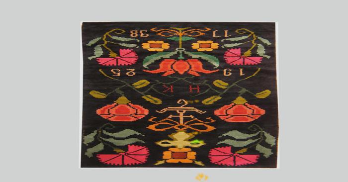 Scandanavian Rug (Black flowers)
