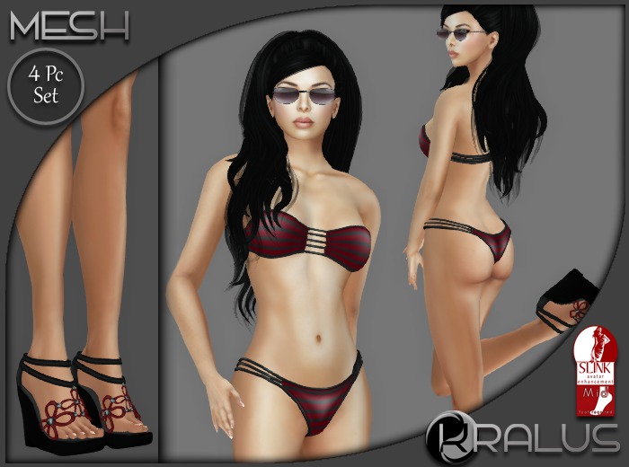 ::KRALUS::  Just Beachie : Red/Black Stripes  