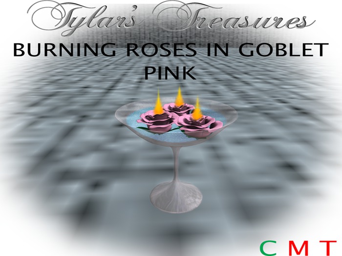 .:TT:.  BURNING ROSES IN GOBLET PINK boxed
