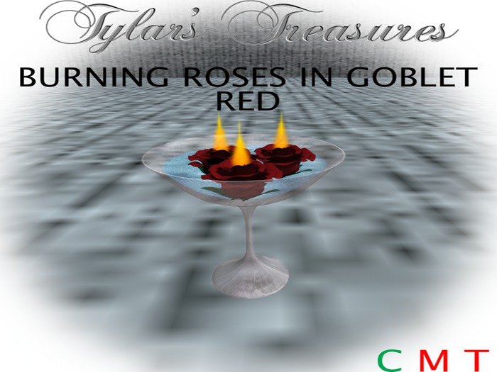 .:TT:.  BURNING ROSES IN GOBLET PINK boxed