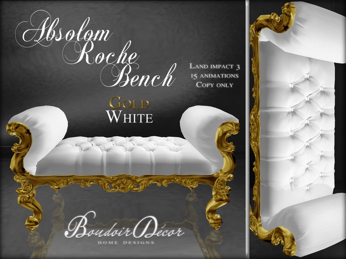 Boudoir Absolom Roche Bench Gold/White