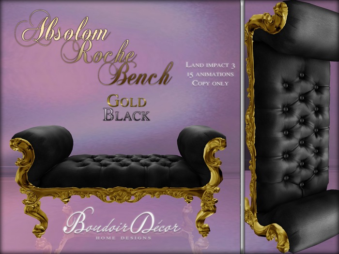 Boudoir Absolom Roche Bench Gold/Black