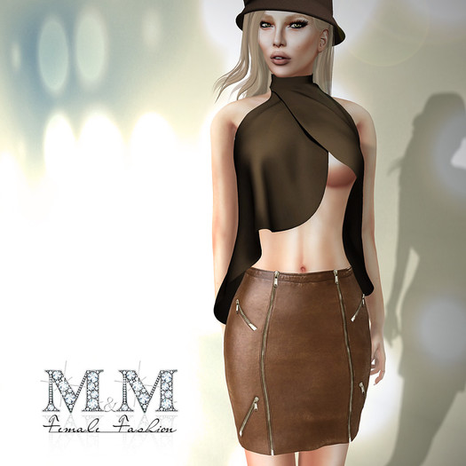 M&M-2DENISE BLOUSE AND SKIRT MESH-B