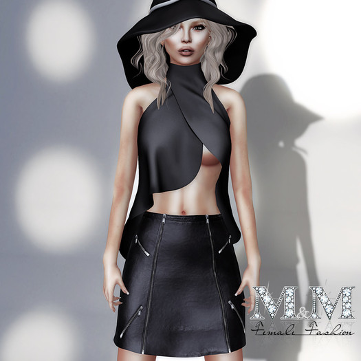 M&M-SERENA BLOUSE AND SKIRT MESH BLACK-B