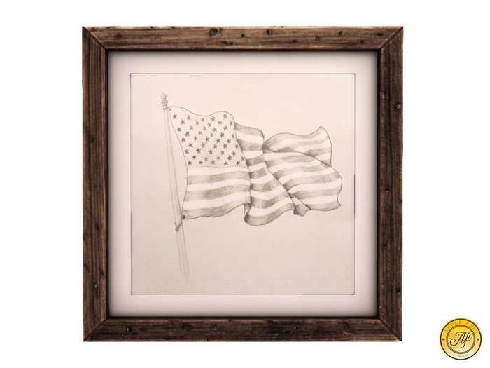 Apple Fall American Flag Sketch