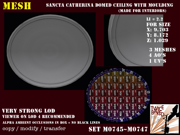 Gorgeous FP mesh domed ceiling with moulding (Li =2.2) M0745 M0747