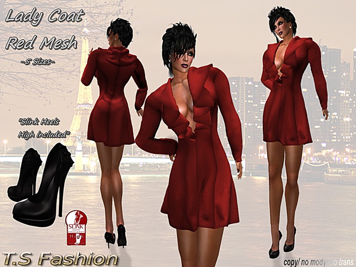 Lady Coat Red Mesh with High Heels