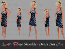 One Shoulder Dress Dot Blue - MargoC