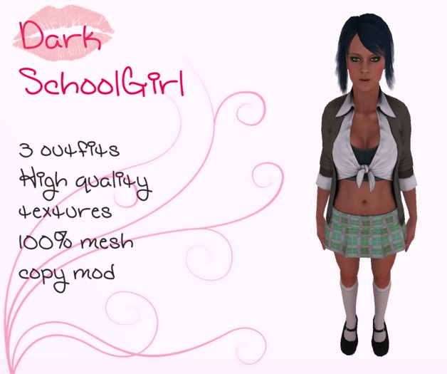 MESH SCHOOLGIRL STATUE 2 LI CUTE BLACK HAIR DARK SKIN