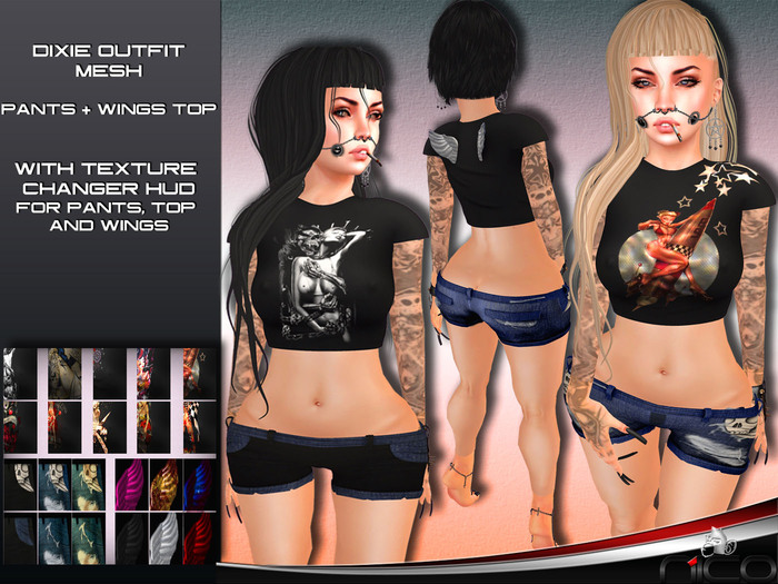N1CO Dixie Outfit with Texture Changer HUD (mesh) BAGGED