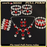 LW_ 7 Piece Jewelry Set - Full Perm Red (necklace, bracelets, anklets, earrings)