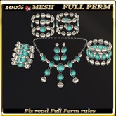 LW_ 7 Piece Jewelry Set - Full Perm Dark Turquoise (necklace, bracelets, anklets, earrings)