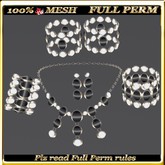 LW_ 7 Piece Jewelry Set - Full Perm Black White (necklace, bracelets, anklets, earrings)