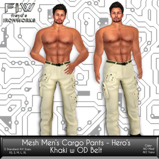 FIW - Men's Mesh Hero Cargo Pants - Khaki w OD Belt