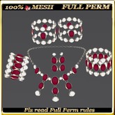 LW_ 7 Piece Jewelry Set - Full Perm Maroon (necklace, bracelets, anklets, earrings)