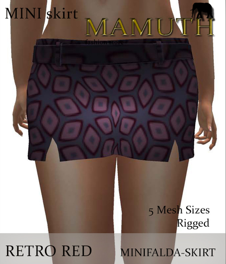 MAMUTH MINI SKIRT - RETRO RED - mesh