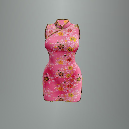 Rose Flowering Branch Mesh Cheongsam Dress