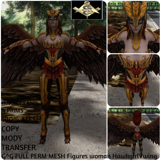 G^G FULL PERM MESH Figures woman HawkgirlVwing
