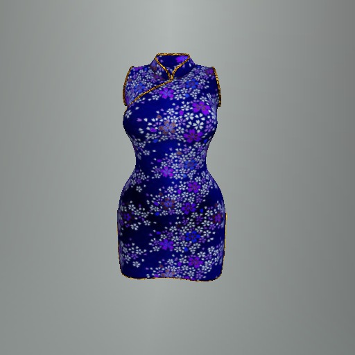 Blue Flowering Branch Mesh Cheongsam Dress