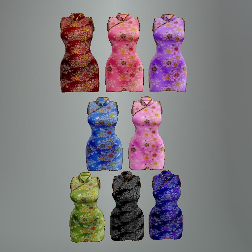 Flowering Branch Mesh Cheongsam Dress F box