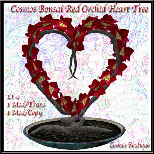 Cosmos Bonsai Red Orchid Heart Tree (BOX)